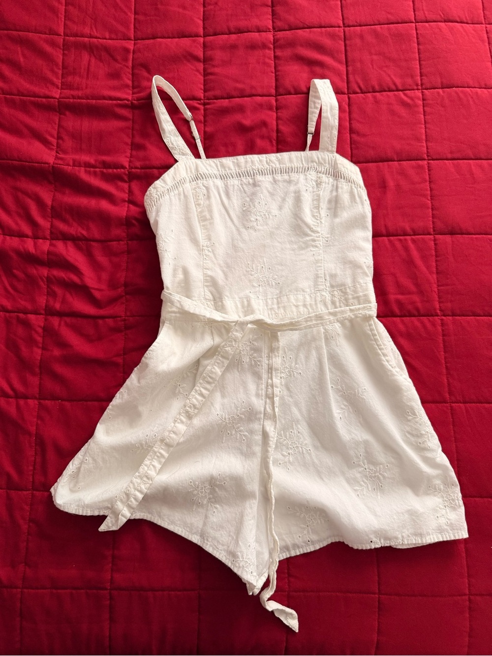 Hollister White Eyelet Strap Romper